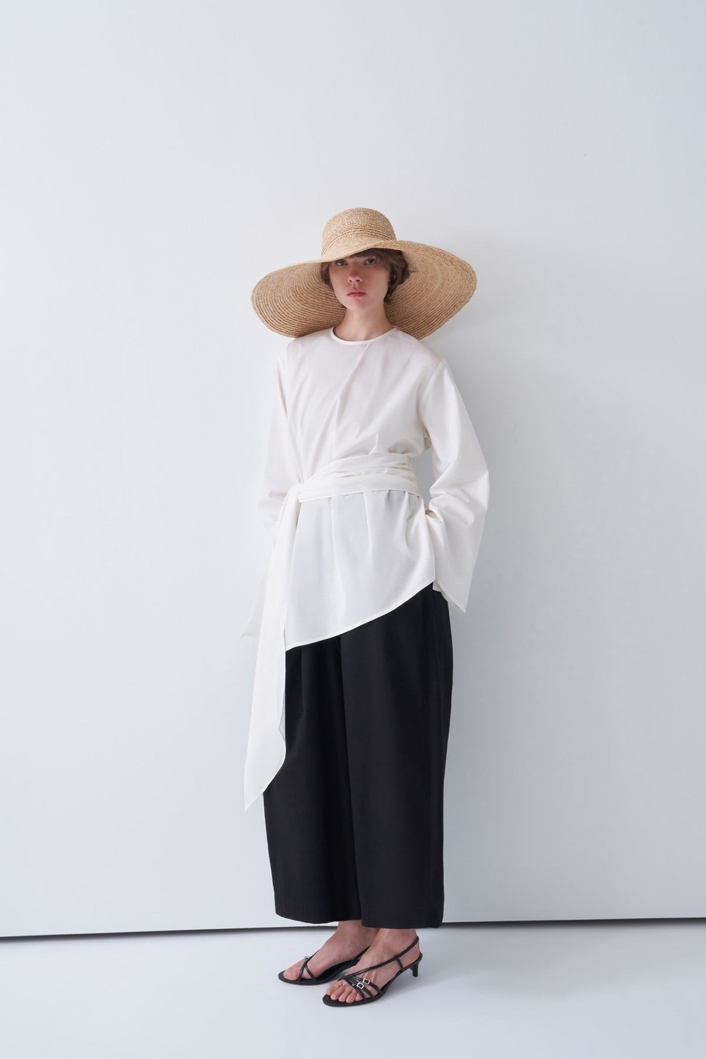 Fabia Belted Poplin Blouse White