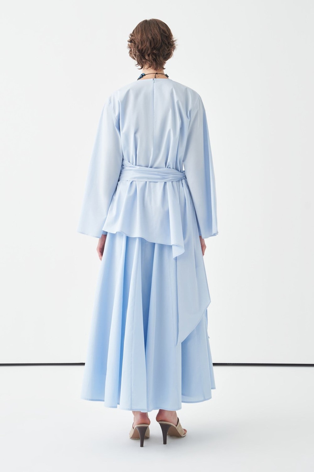 Fabia Belted Poplin Blouse Blue