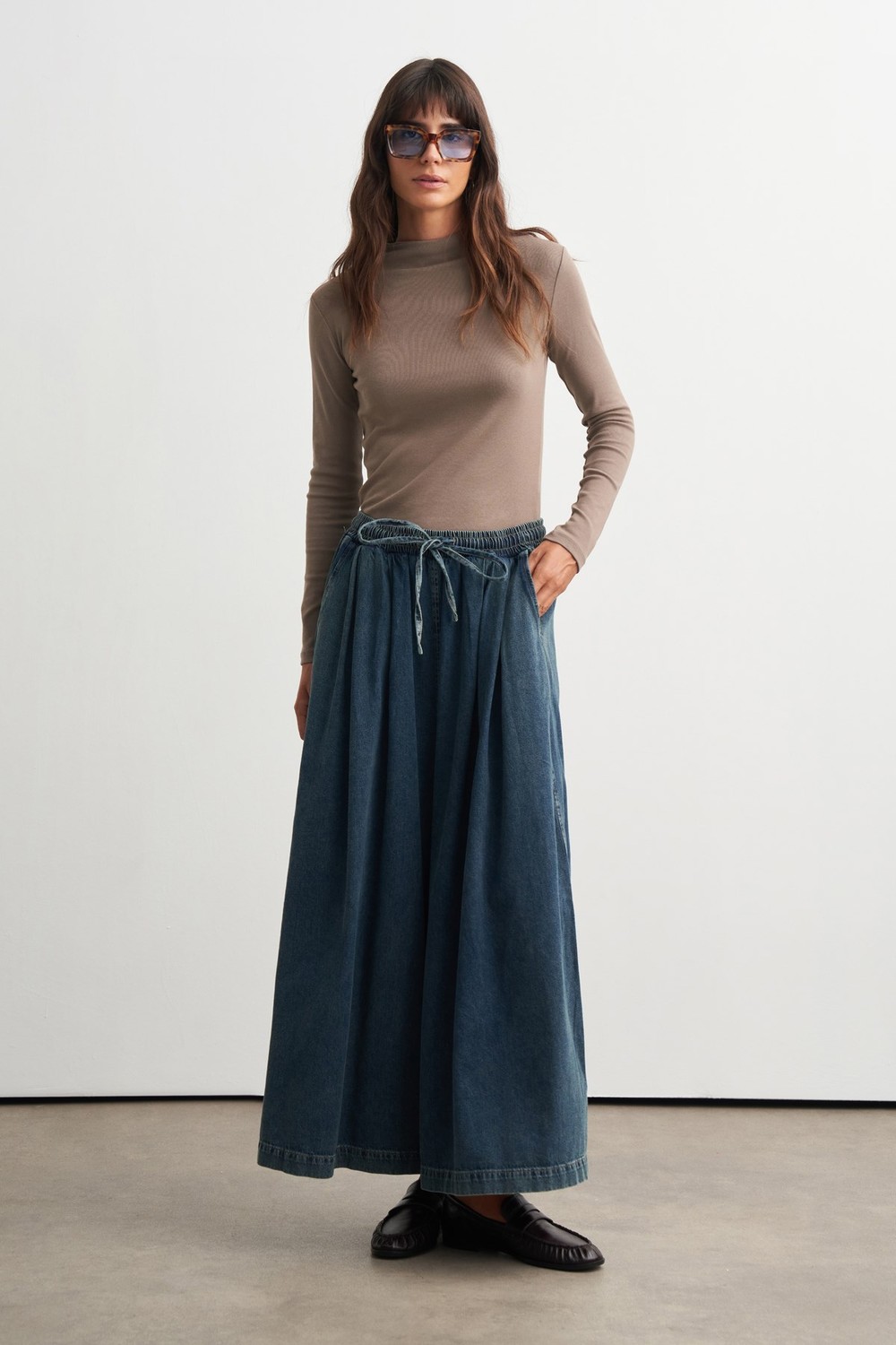Hadley Geniş Paça Denim Pantolon Mavi