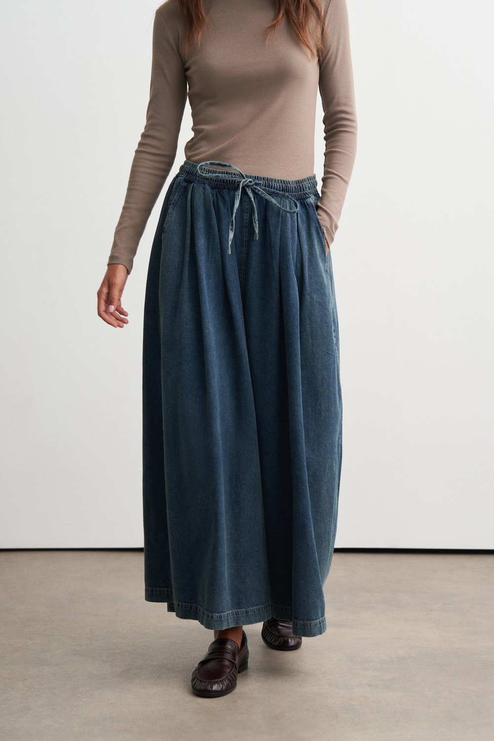 Hadley Geniş Paça Denim Pantolon Mavi
