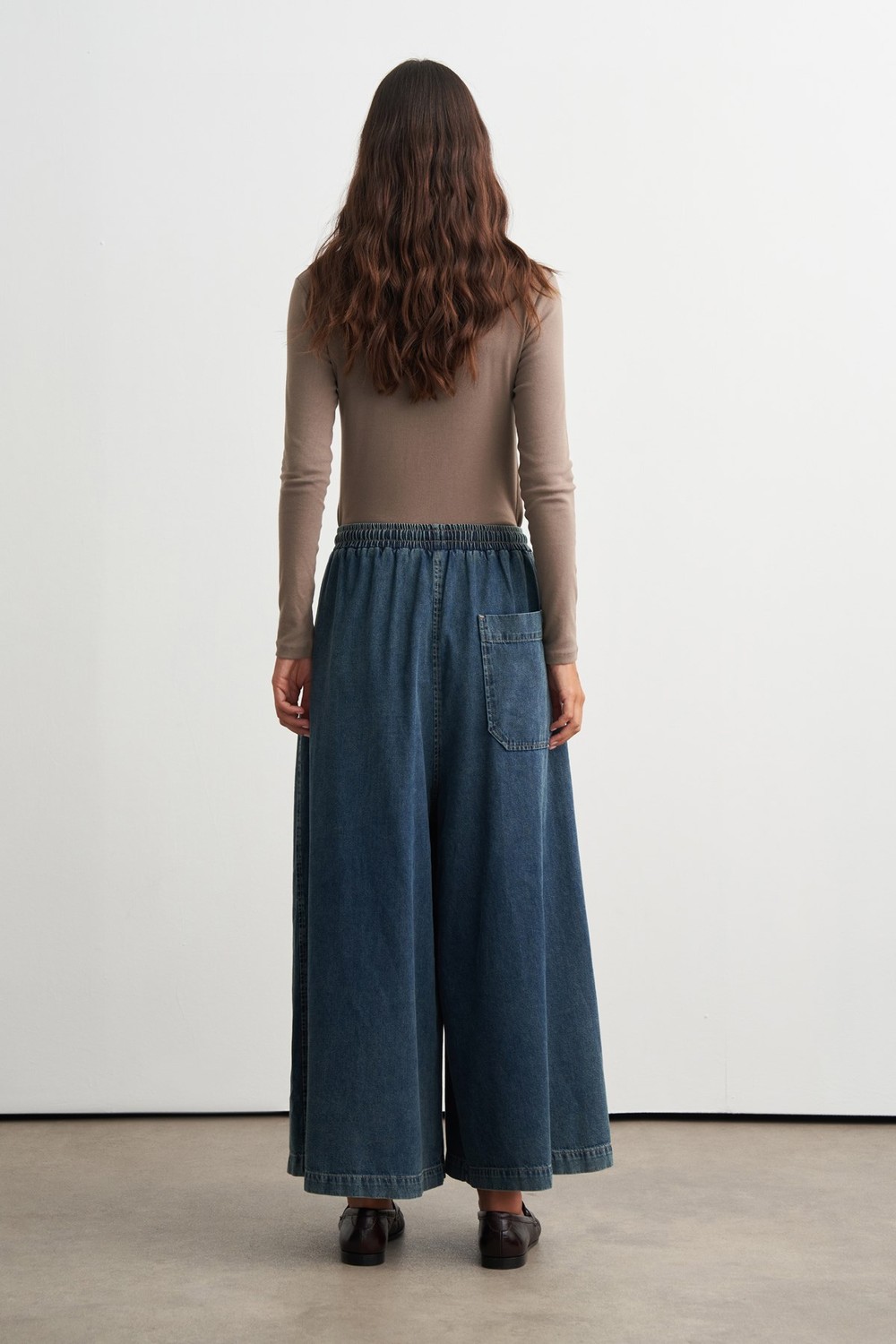 Hadley Geniş Paça Denim Pantolon Mavi