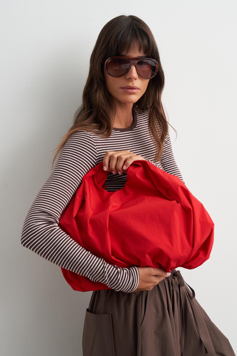 Ines Büzgülü Mini Shopper Çanta Kırmızı