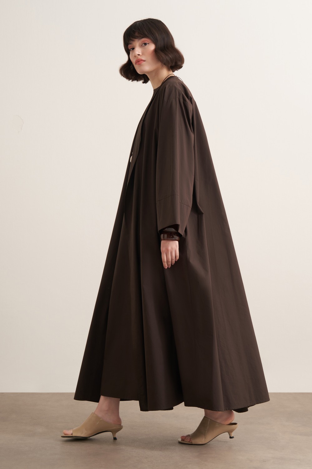 Inessa Premium Uzun Kimono Takımı Acı Kahve