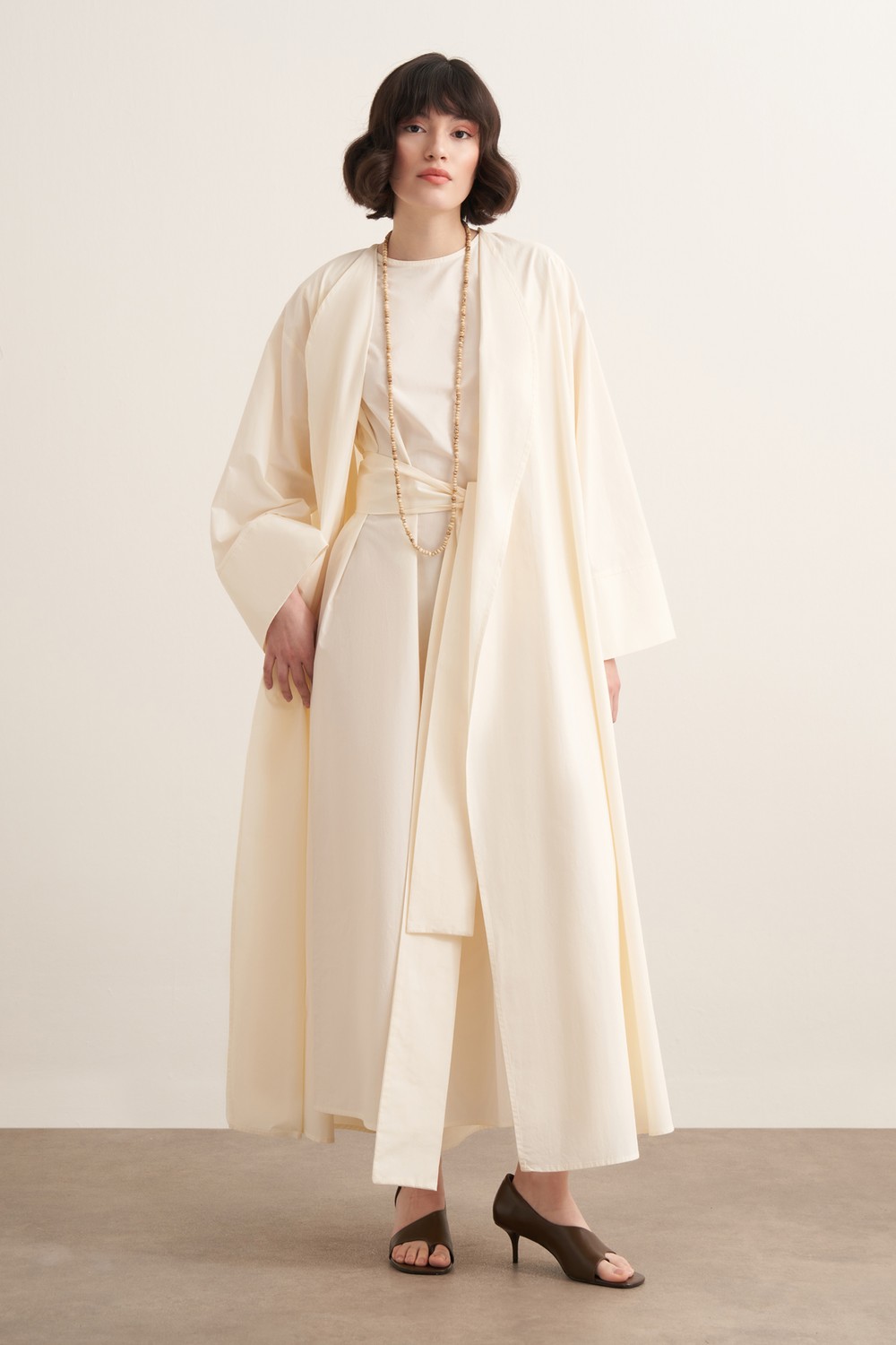 Inessa Premium Uzun Kimono Takımı Butter