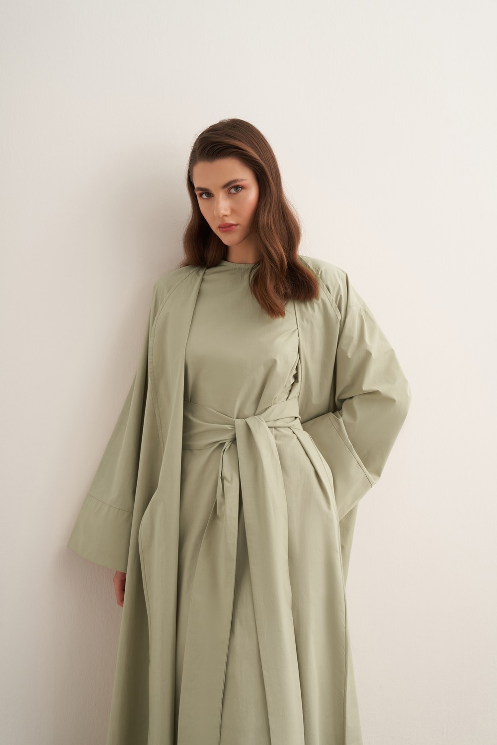 Inessa Premium Uzun Kimono Takımı Soft Yeşil