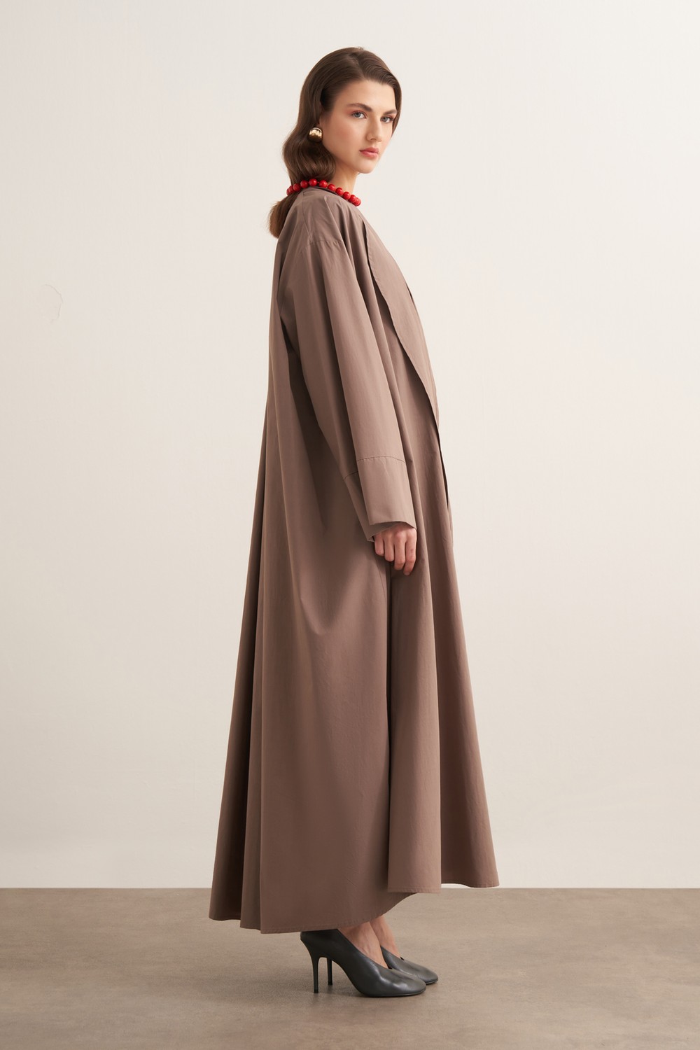 Inessa Premium Uzun Kimono Takımı Vizon