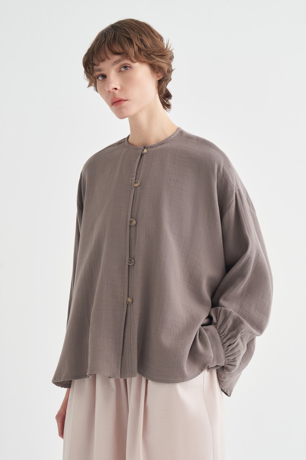 Isola Draped Muslin Shirt Anthratice