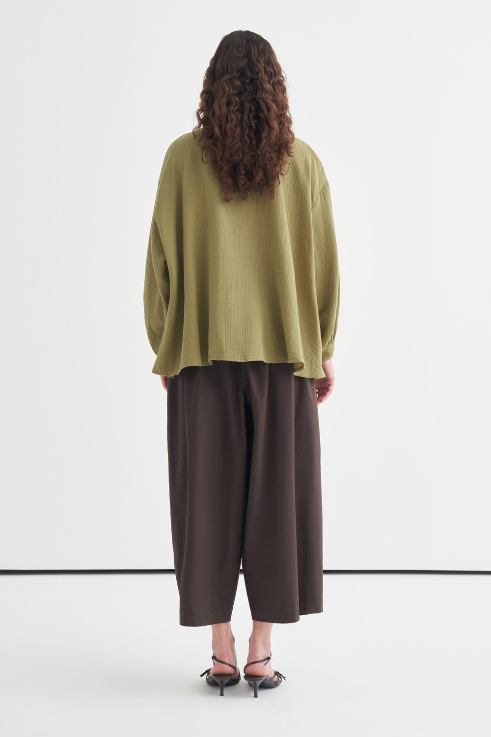Isola Draped Muslin Shirt Olive