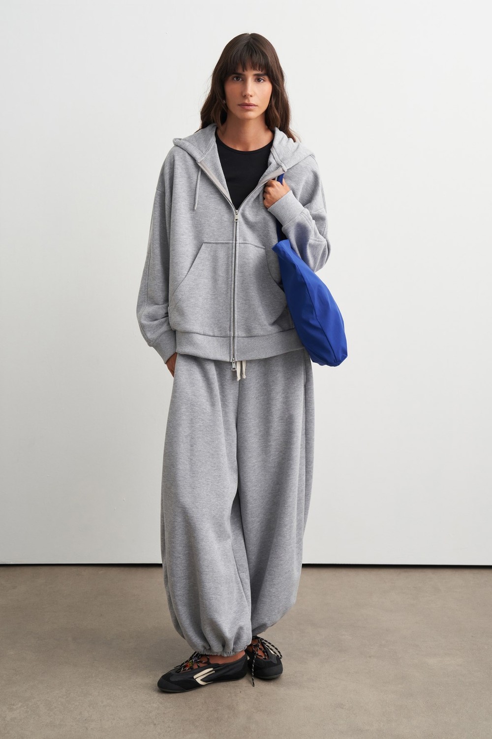 Judy Fermuarlı Kapüşonlu Sweatshirt Gri