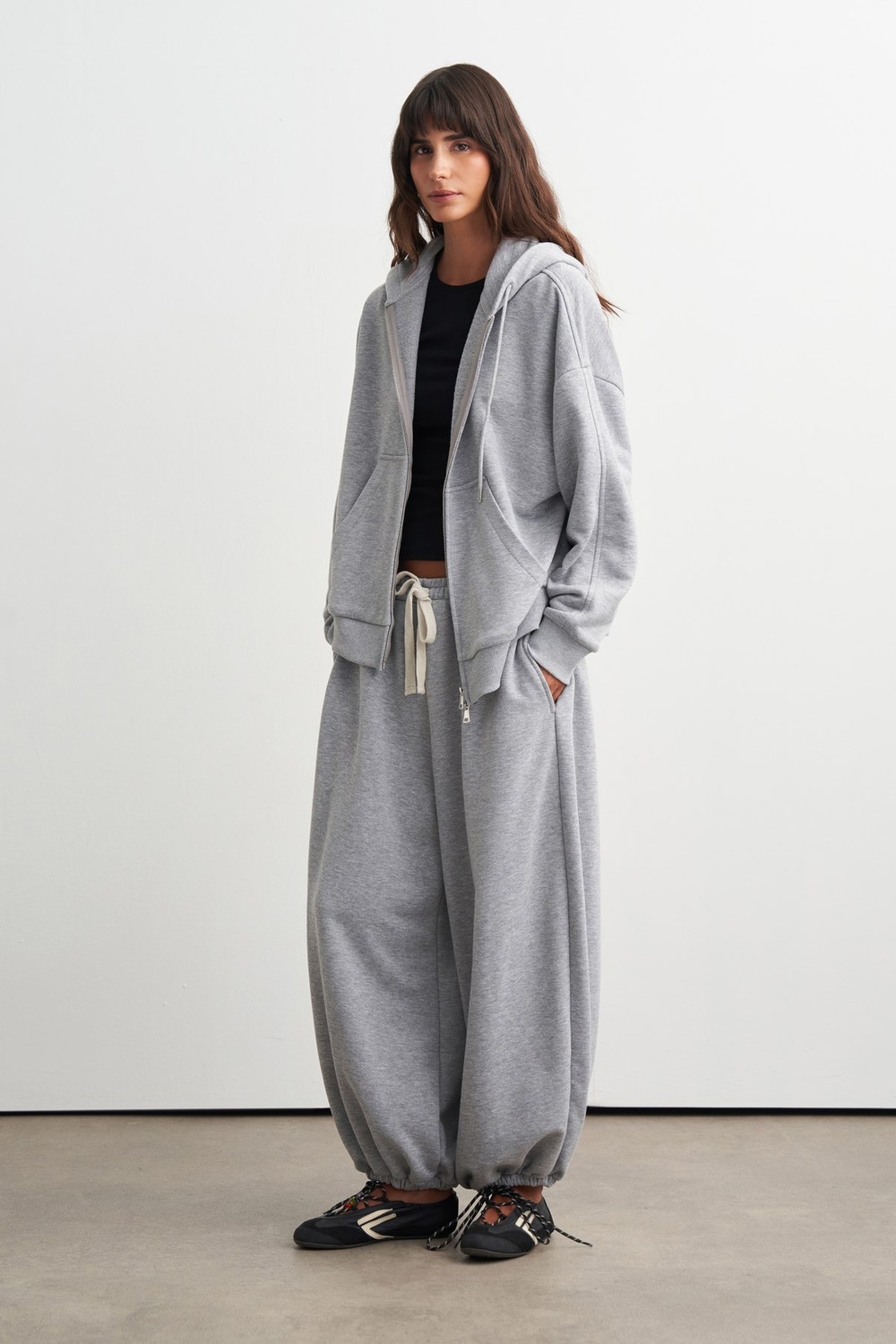 Judy Fermuarlı Kapüşonlu Sweatshirt Gri