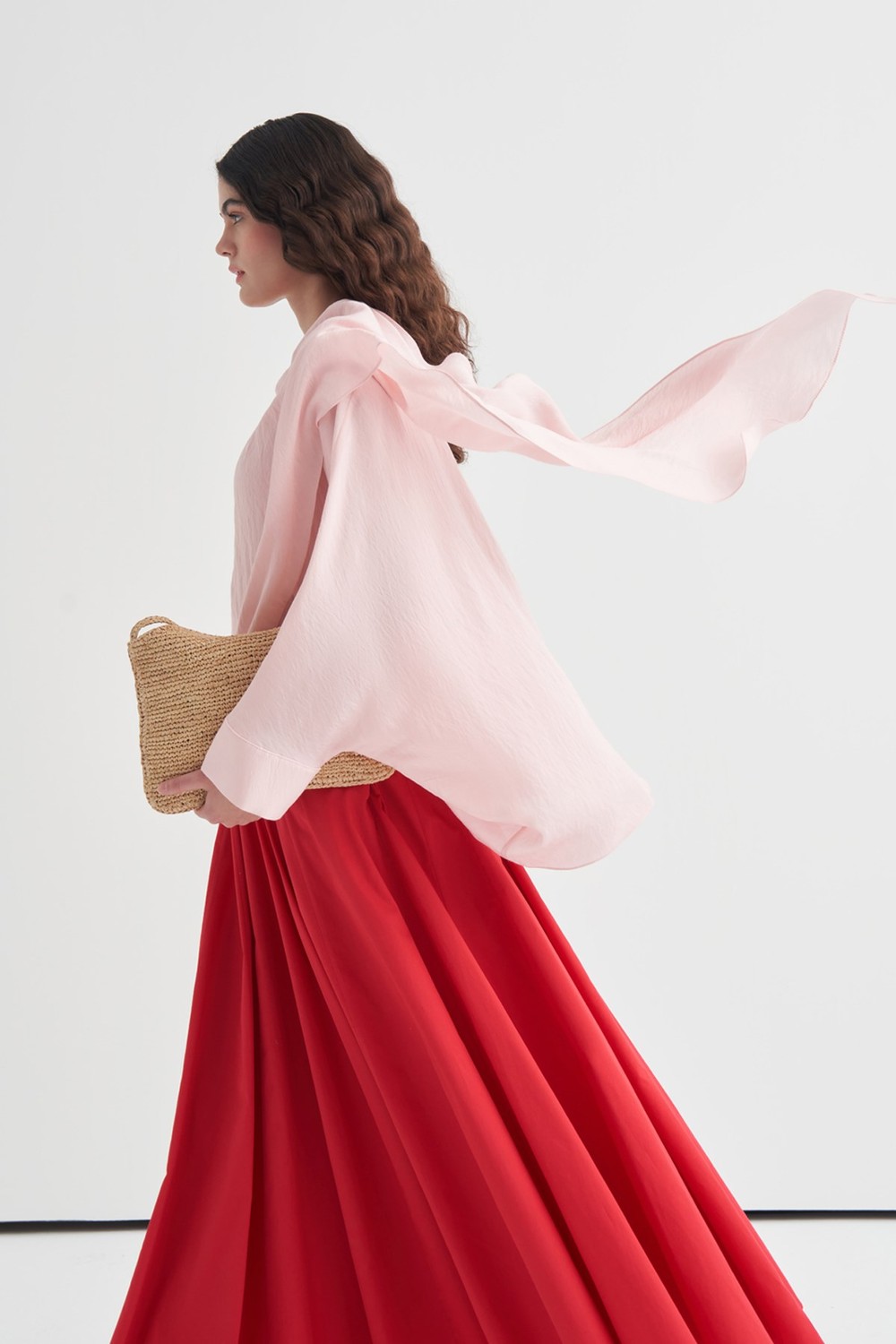 Luce Şal Detaylı Bluz Soft Pembe
