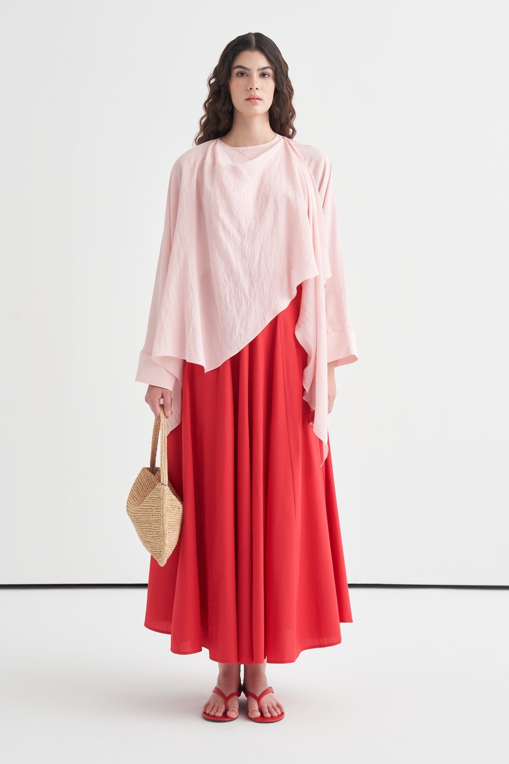 Luce Şal Detaylı Bluz Soft Pembe