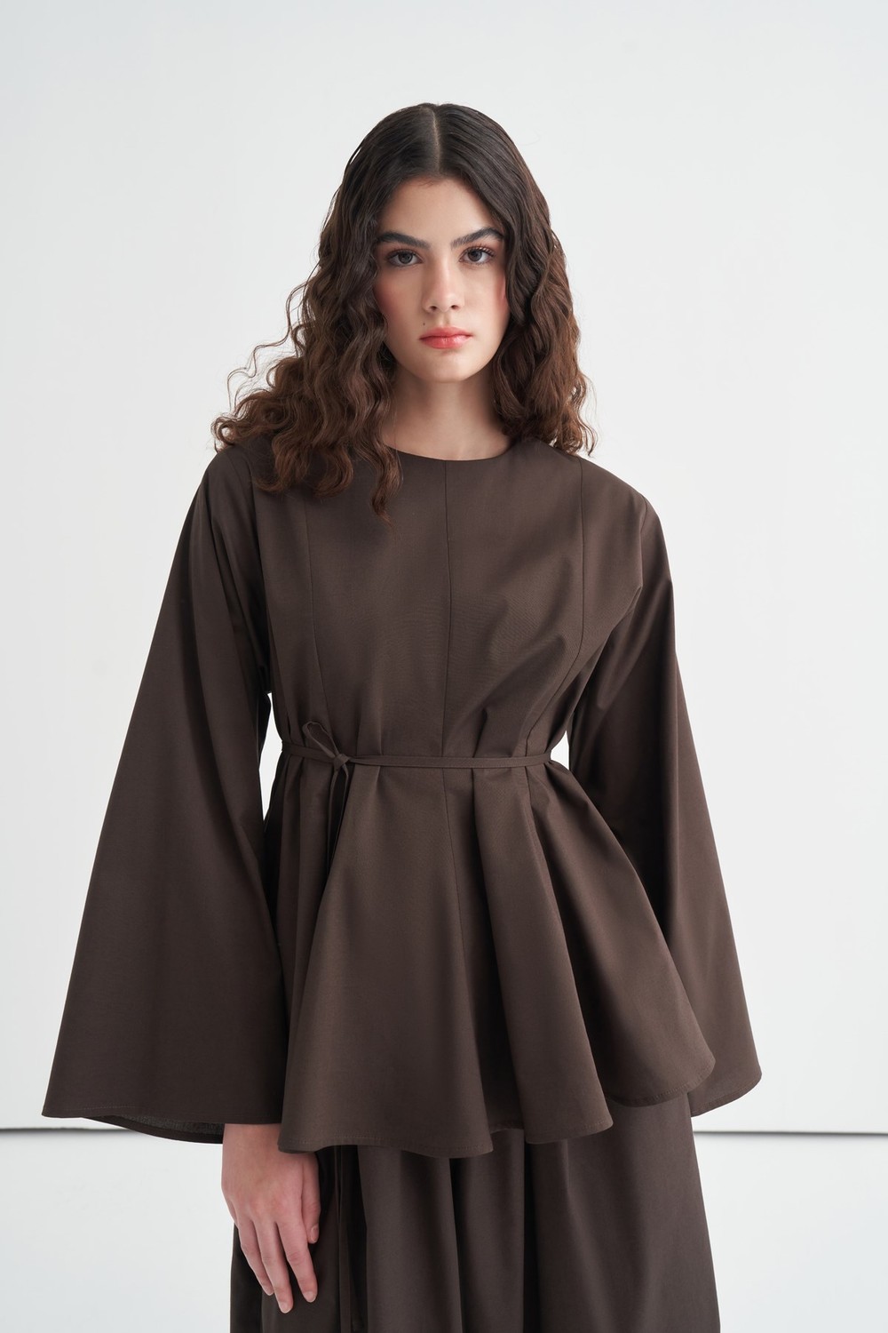 Marsella Ruffle Poplin Blouse Dark Brown