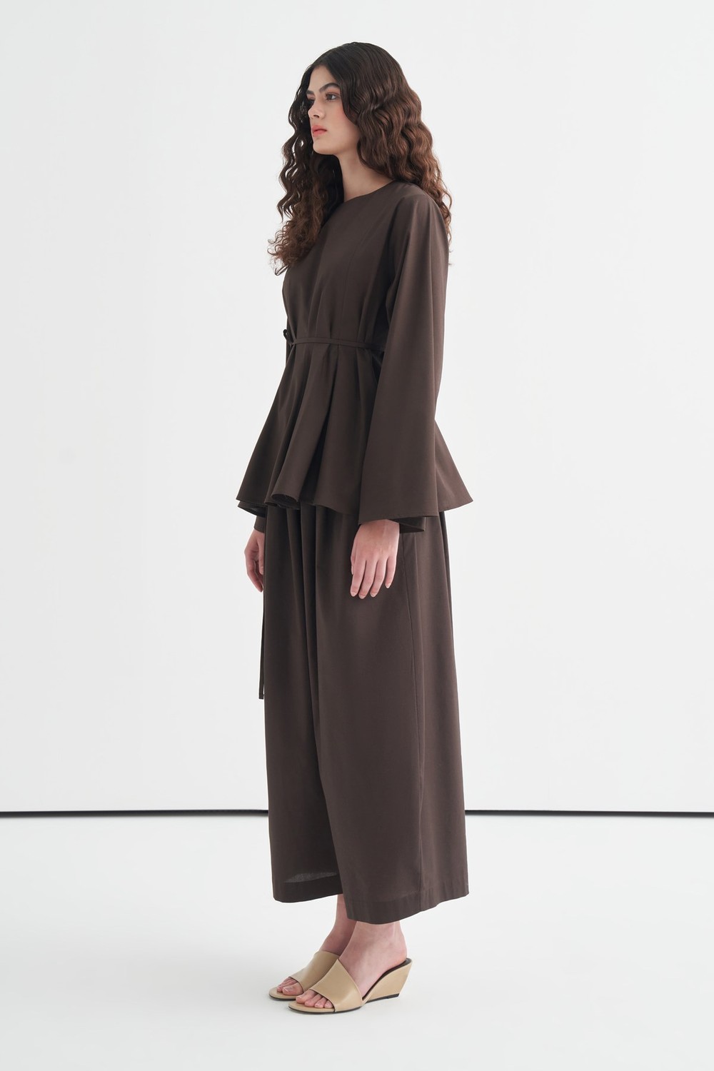 Marsella Ruffle Poplin Blouse Dark Brown
