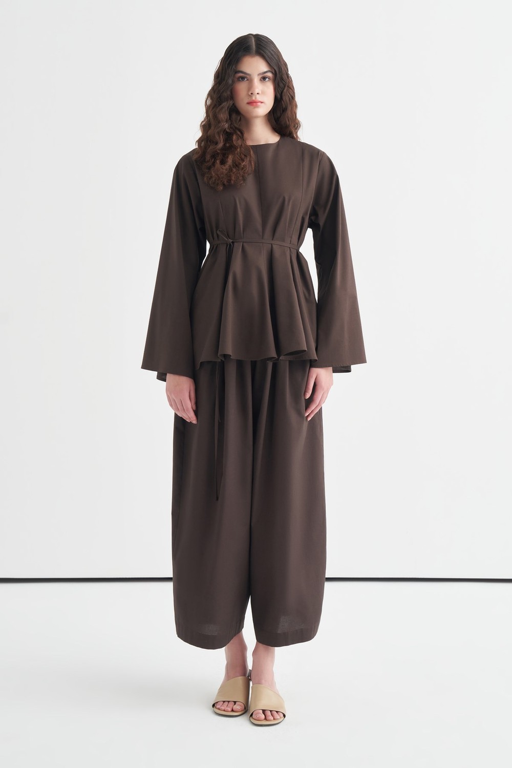 Marsella Ruffle Poplin Blouse Dark Brown