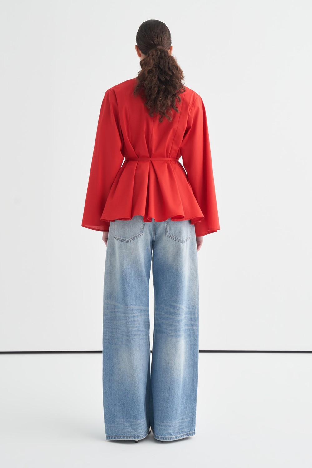Marsella Ruffle Poplin Blouse Red