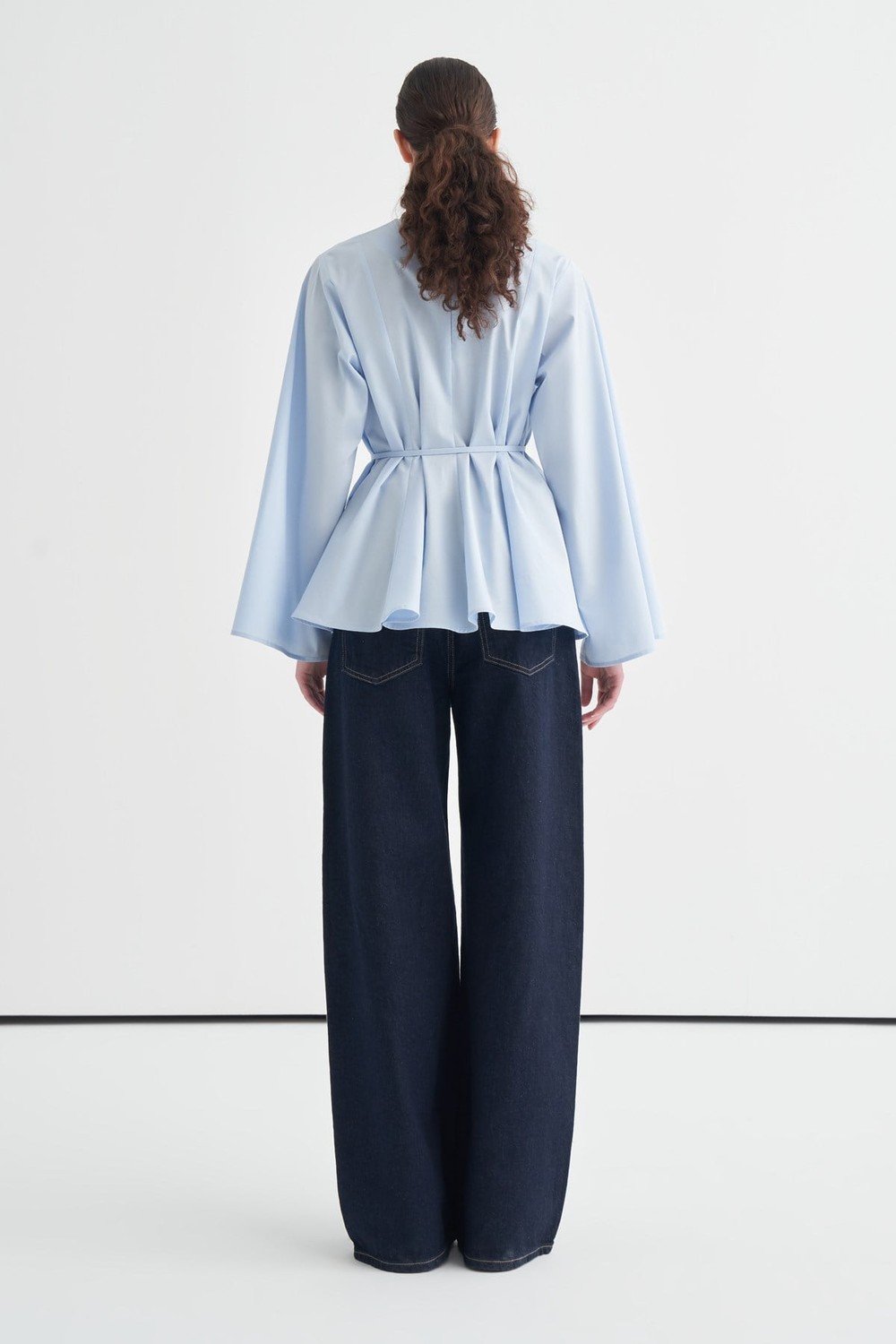 Marsella Ruffle Poplin Blouse Blue