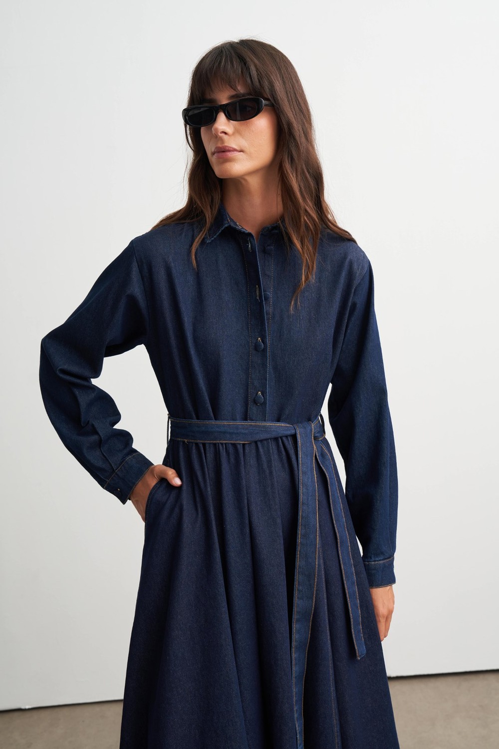 Nayra Denim Elbise Lacivert