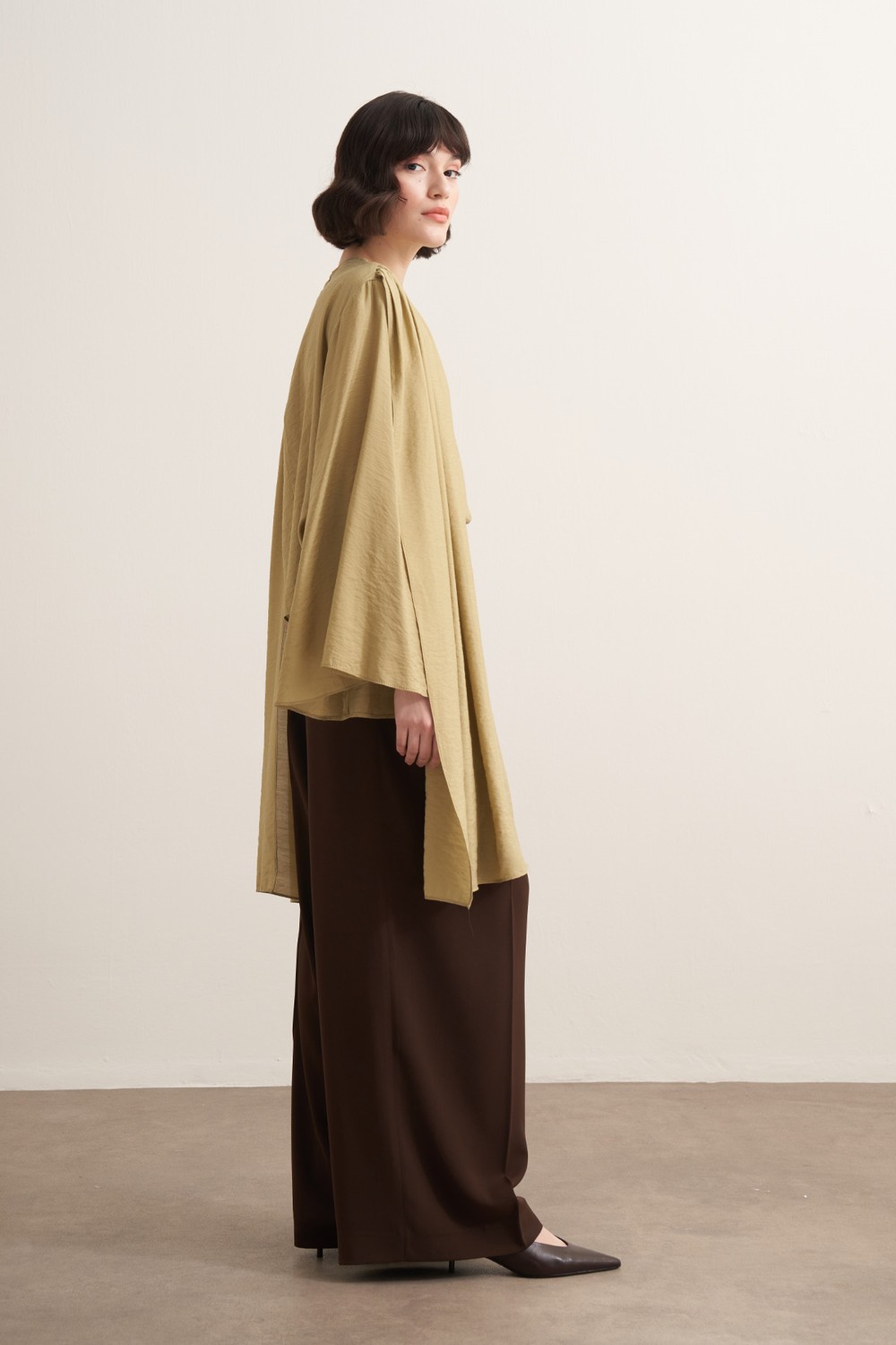 Nova Şal Form Bluz Olive