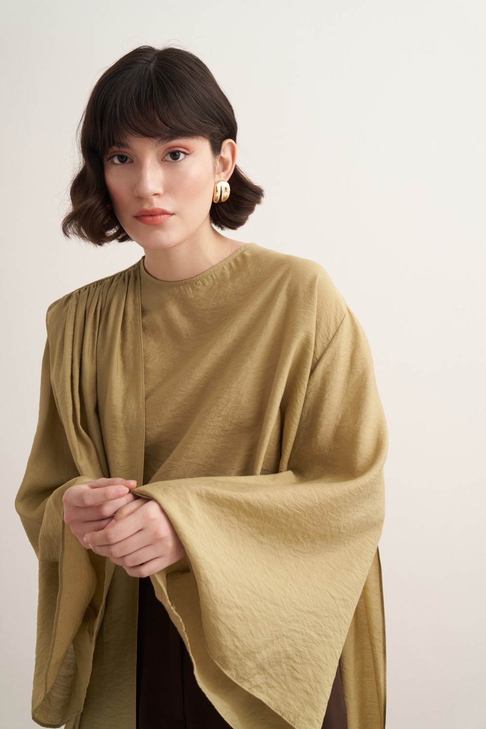 Nova Şal Form Bluz Olive