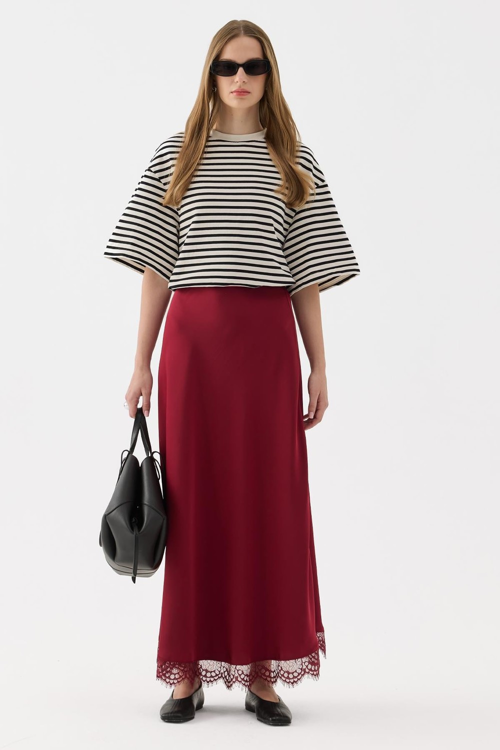 Raisa Satin Skirt Maroon