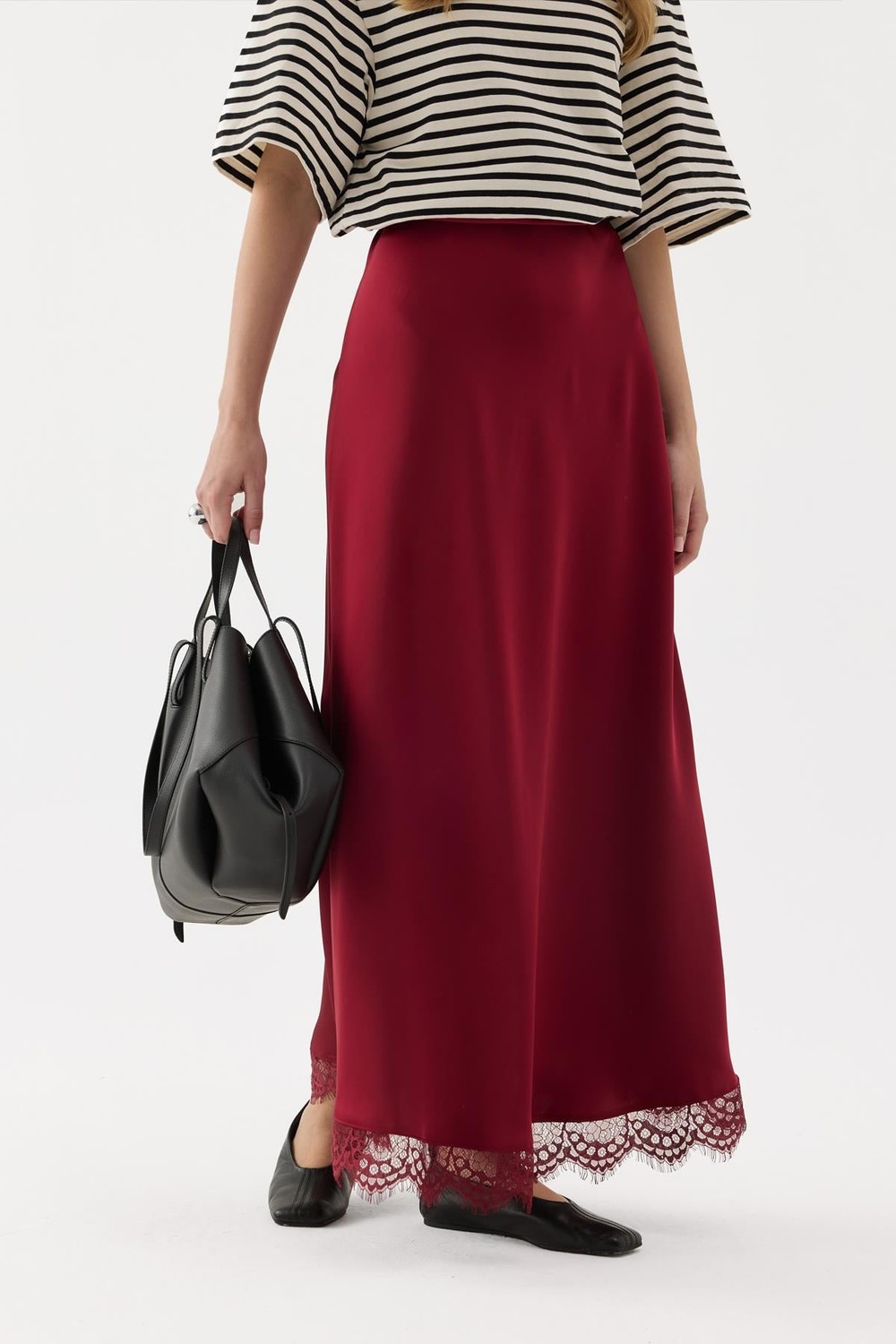 Raisa Satin Skirt Maroon