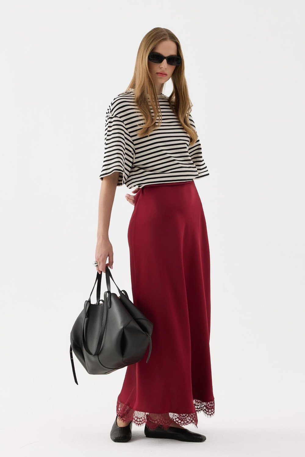 Raisa Satin Skirt Maroon