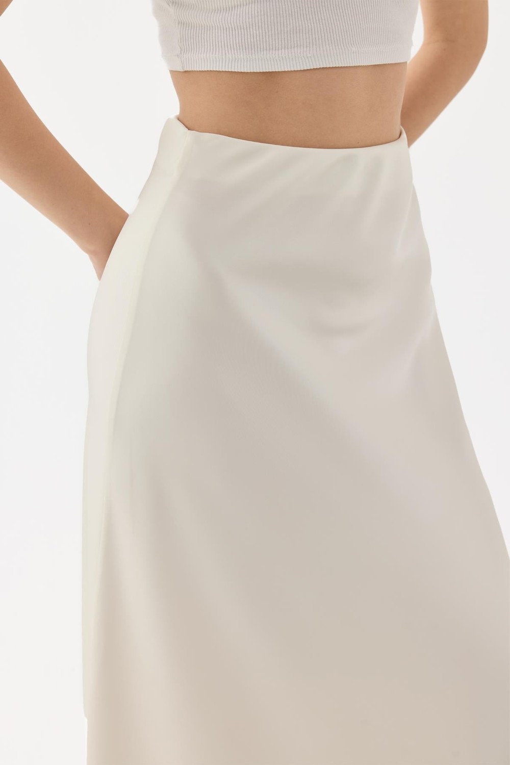 Raisa Satin Skirt Ecru