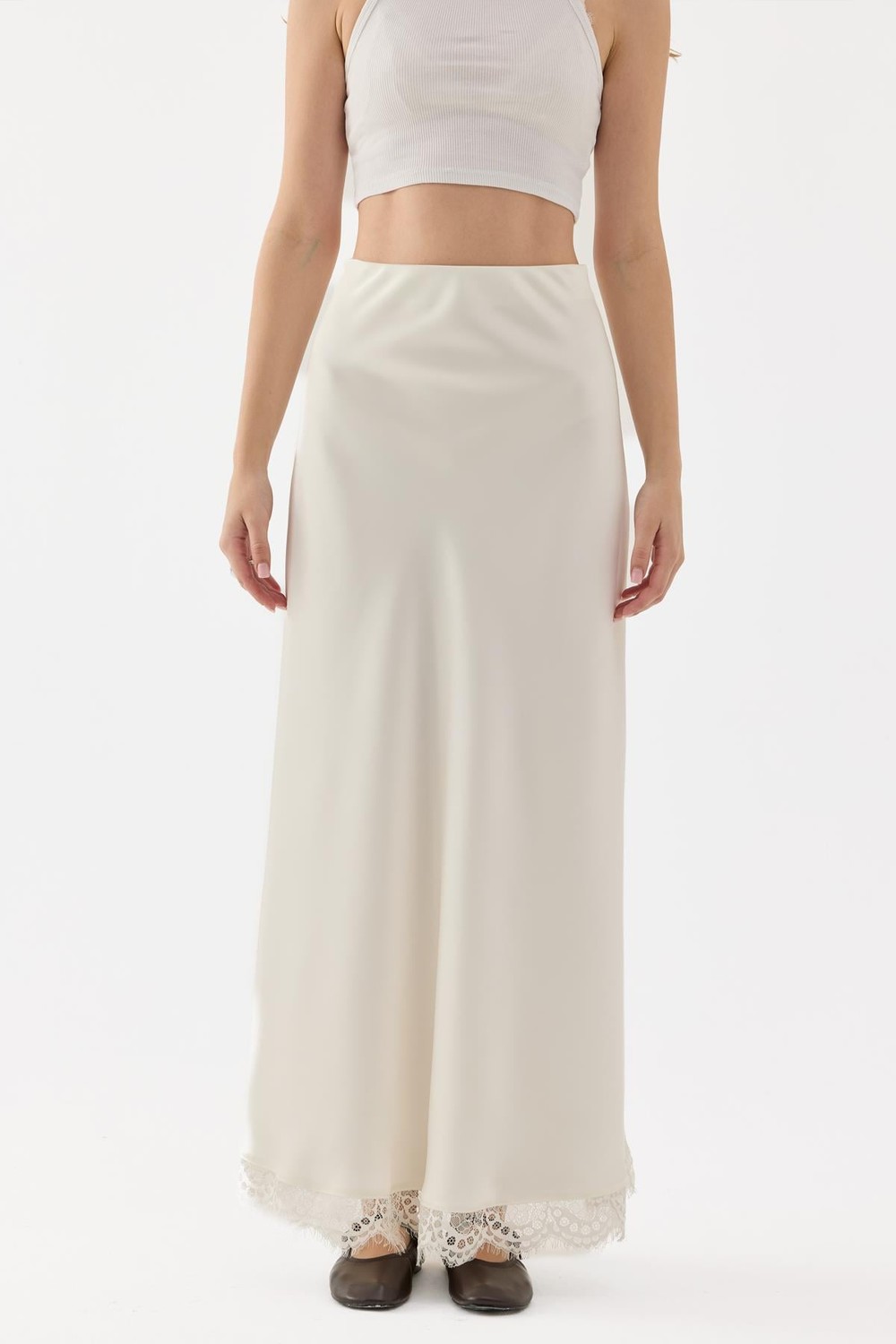 Raisa Satin Skirt Ecru
