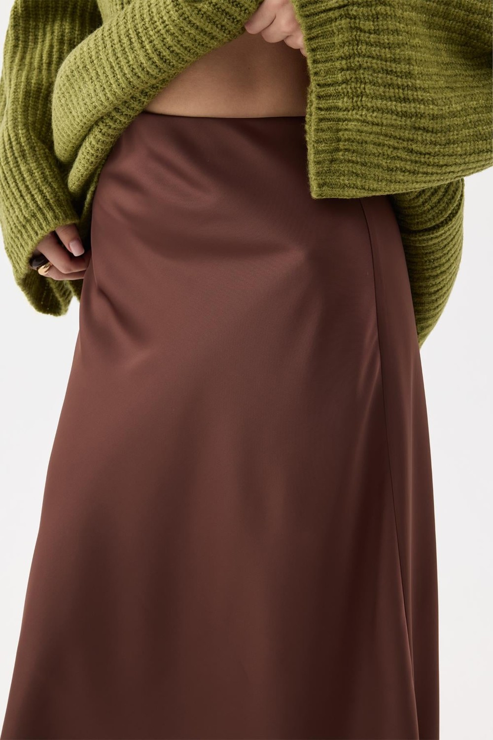 Raisa Satin Skirt Brown