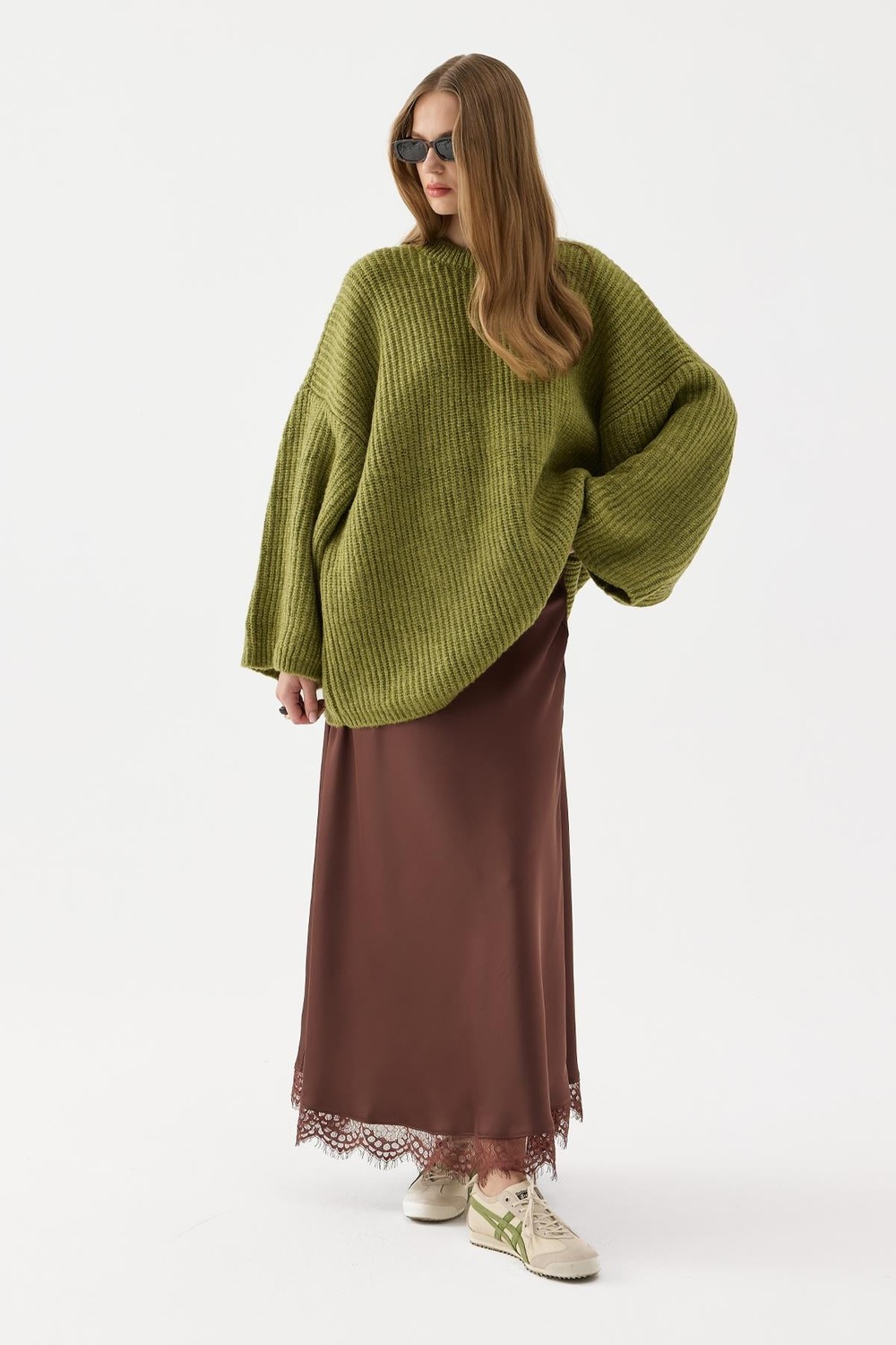 Raisa Satin Skirt Brown