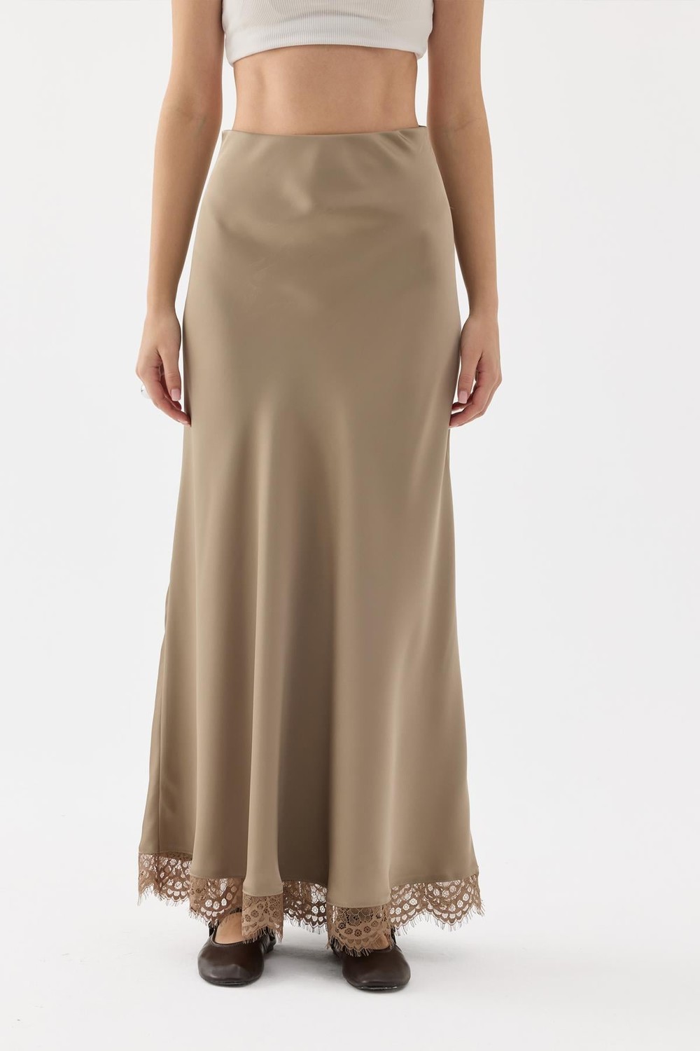 Raisa Satin Skirt Mink Color