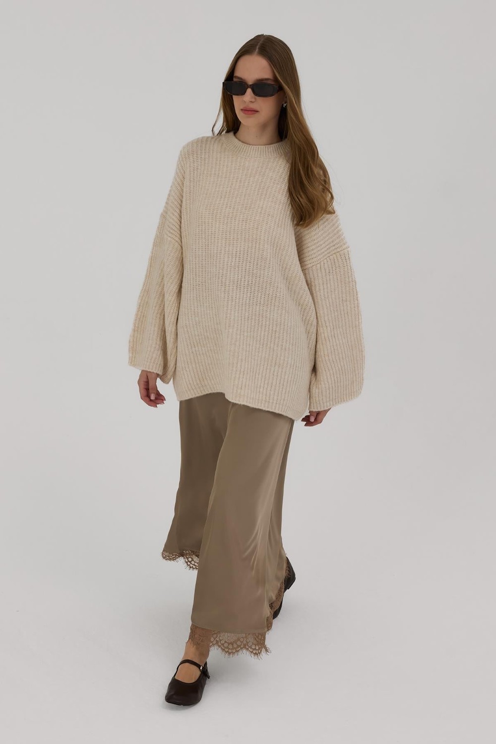 Raisa Satin Skirt Mink Color