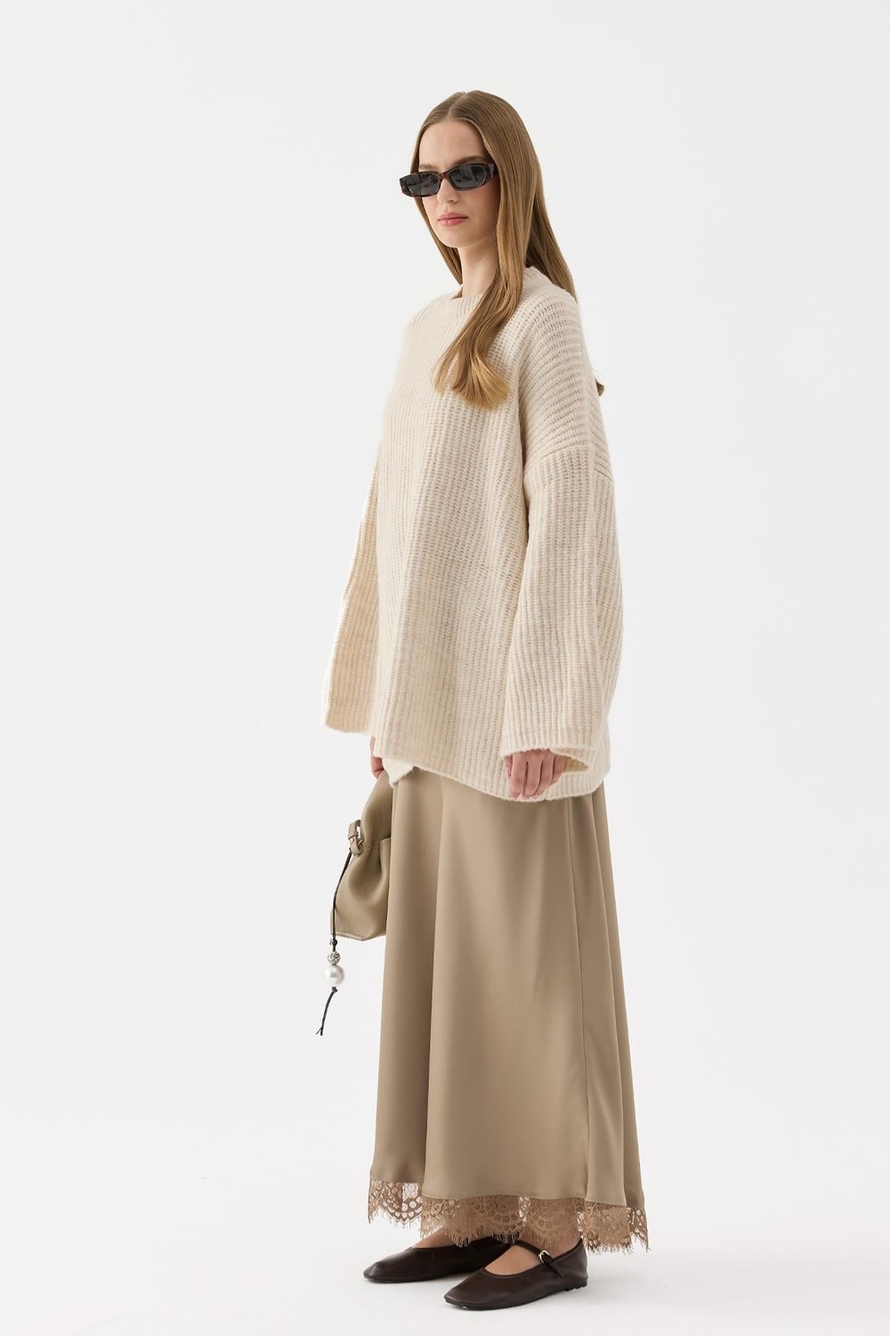 Raisa Satin Skirt Mink Color