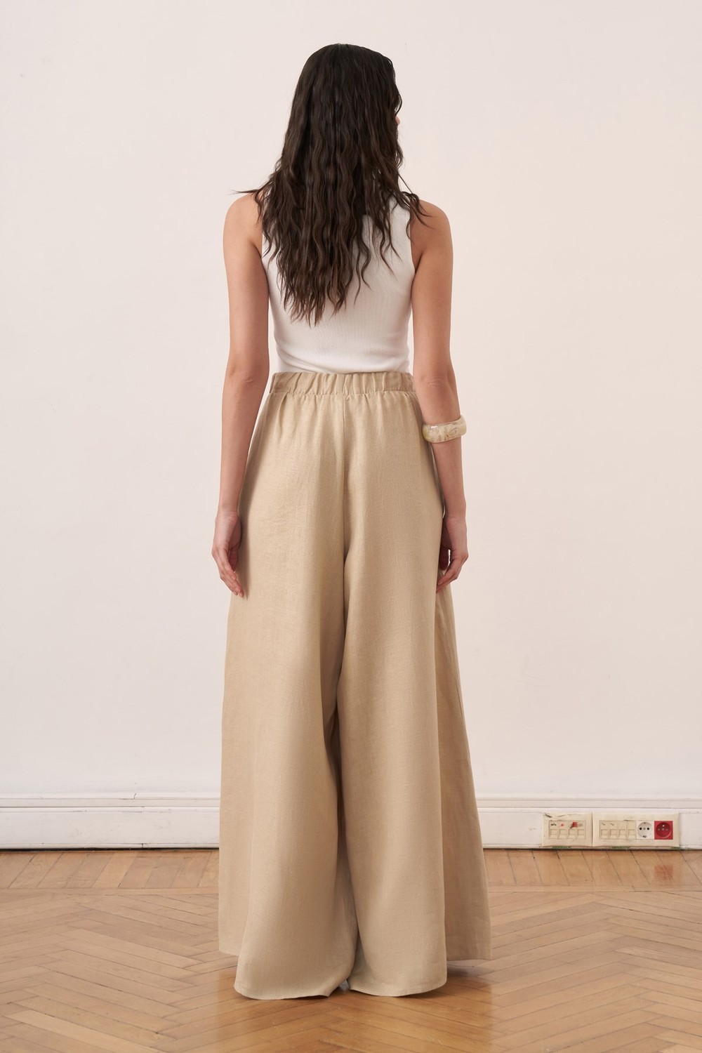 Rua Elastic Waist Linen Trousers Wheat Color