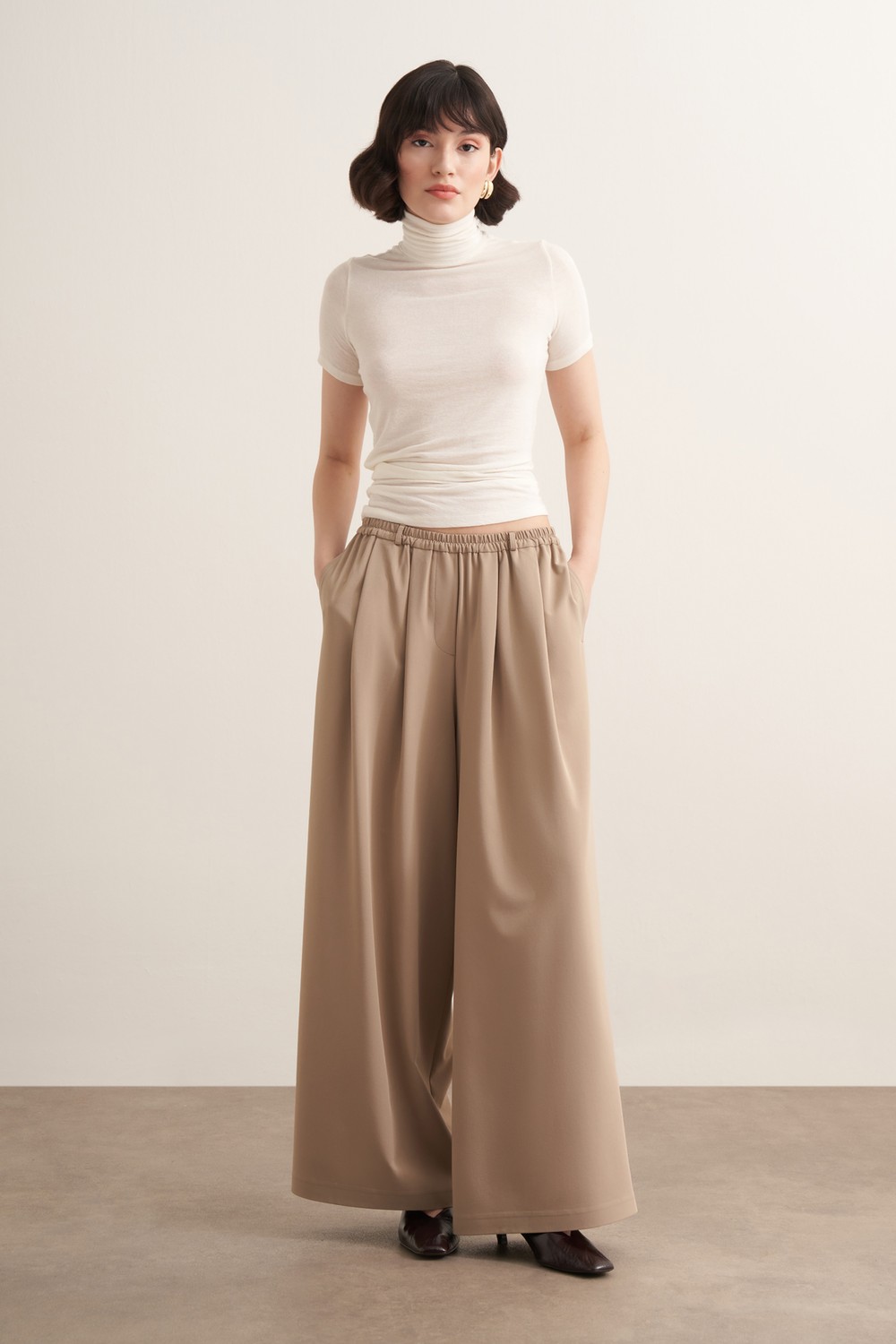 Ruba Wide-Leg Pants Beige