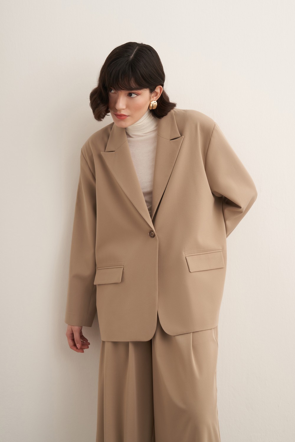 Samra Blazer Ceket Bej