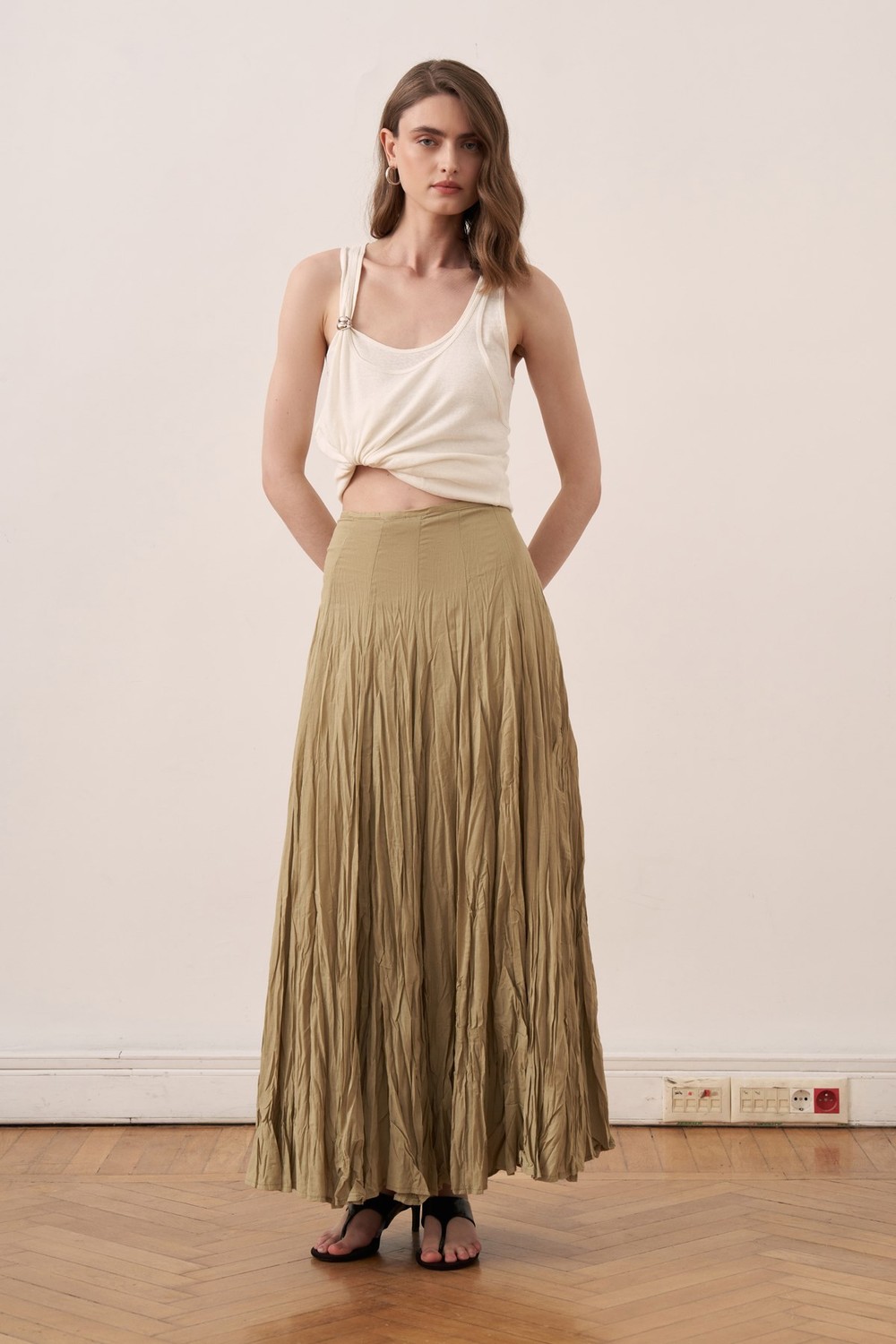Tyra Panel-Seamed Voile Crush Green