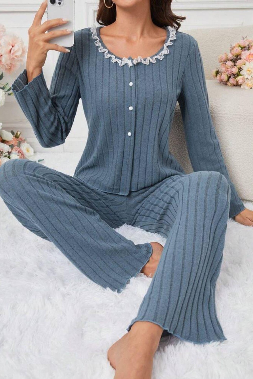 Bella Notte Petrol Yeşili Pamuklu Pijama Takımı 77155