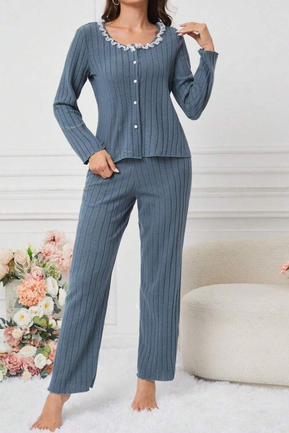 Bella Notte Petrol Yeşili Pamuklu Pijama Takımı 77155