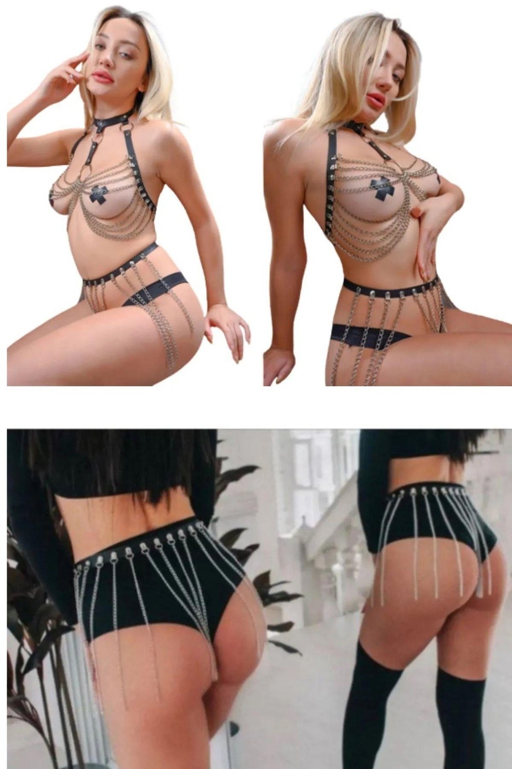 Bella Notte Siyah Fantezi Zincirli Harness GD-2050