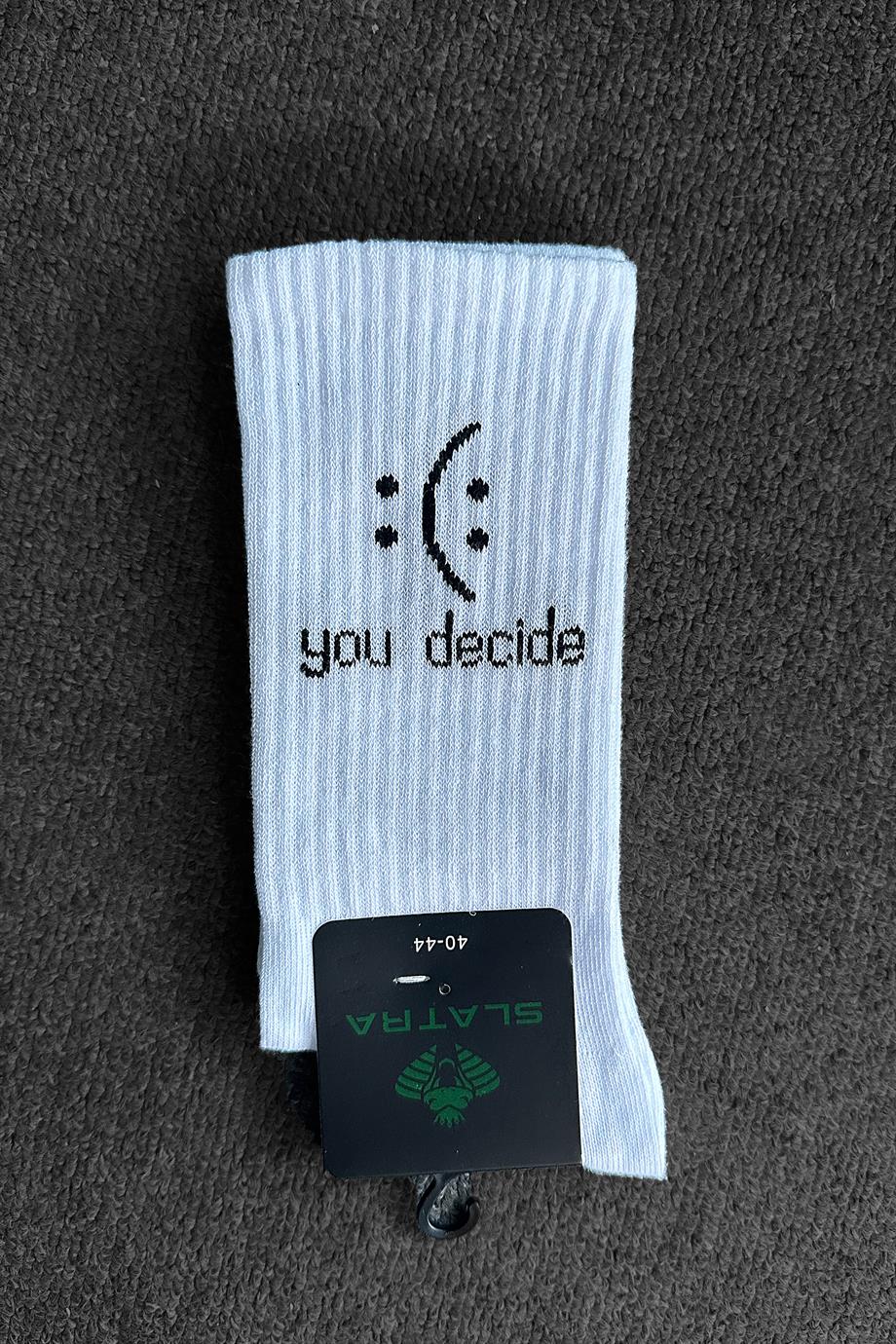 Beyaz You Decide Çorap