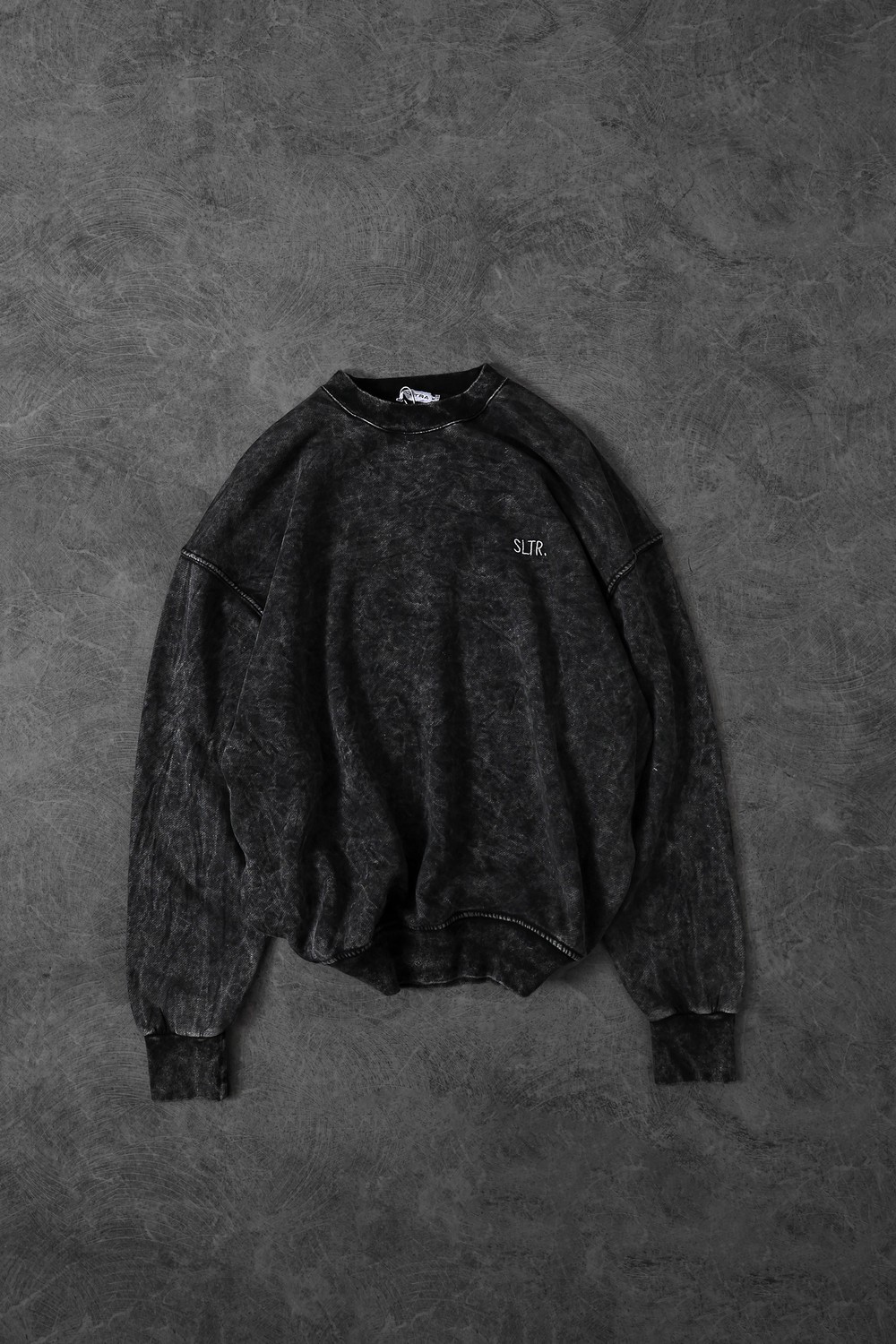 Erkek Antrasit Basic Yıkamalı Bisiklet Yaka Oversize Sweatshirt