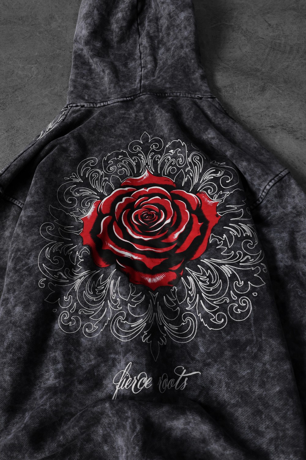 Erkek Antrasit Rose Özel Yıkamalı Oversize Kapüşonlu Sweatshirt