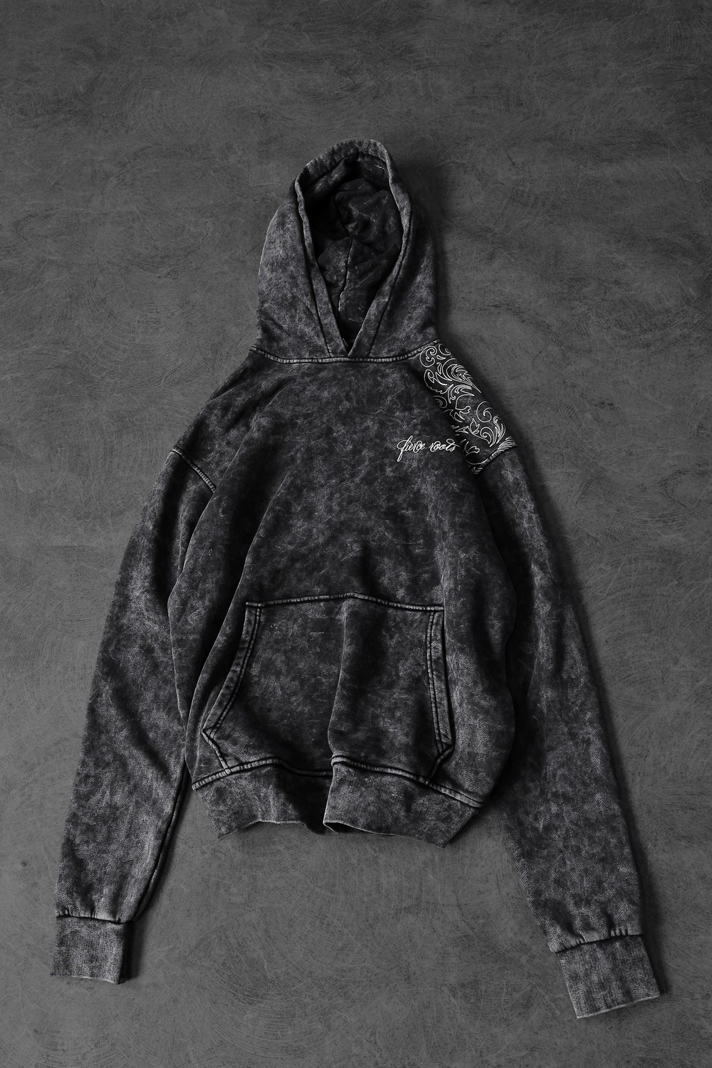Erkek Antrasit Rose Özel Yıkamalı Oversize Kapüşonlu Sweatshirt