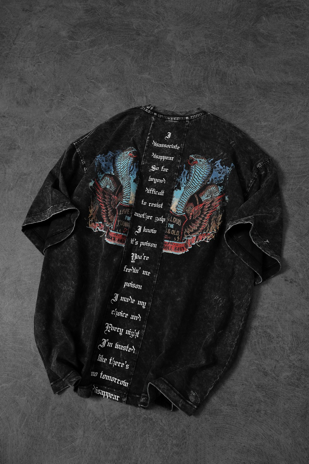 Erkek Antrasit Viper Özel Yıkamalı Kumaş Oversize Tshirt
