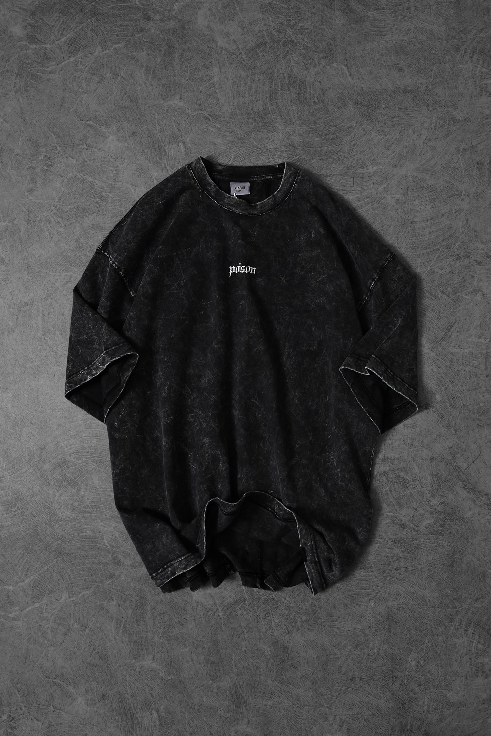 Erkek Antrasit Viper Özel Yıkamalı Kumaş Oversize Tshirt