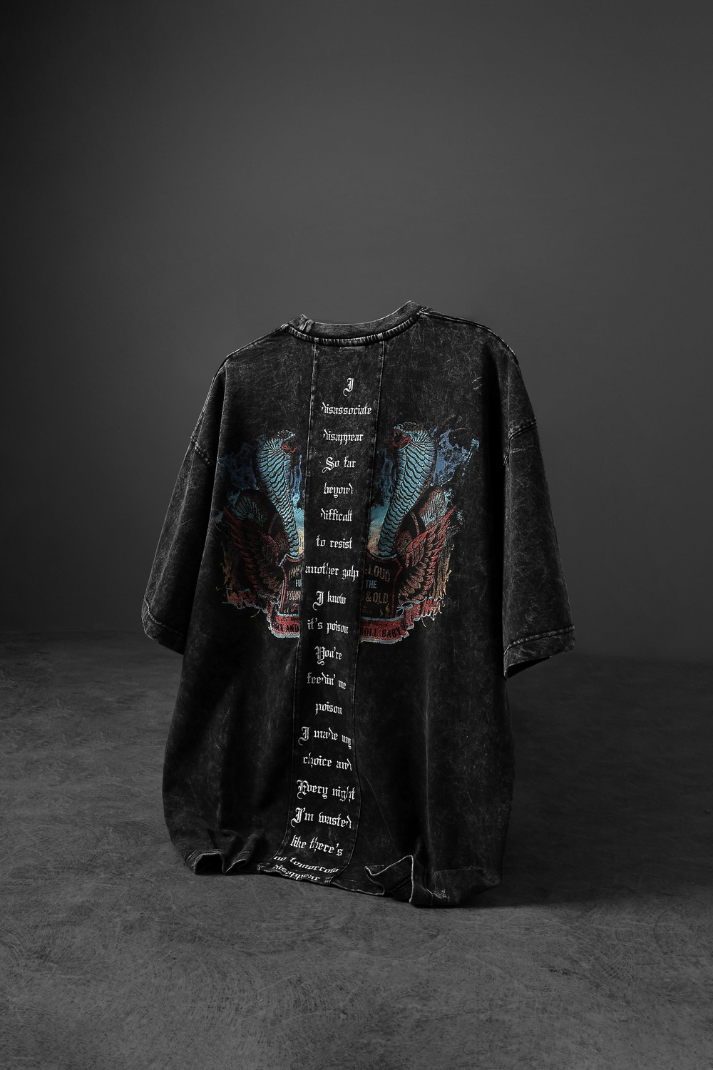 Erkek Antrasit Viper Özel Yıkamalı Kumaş Oversize Tshirt