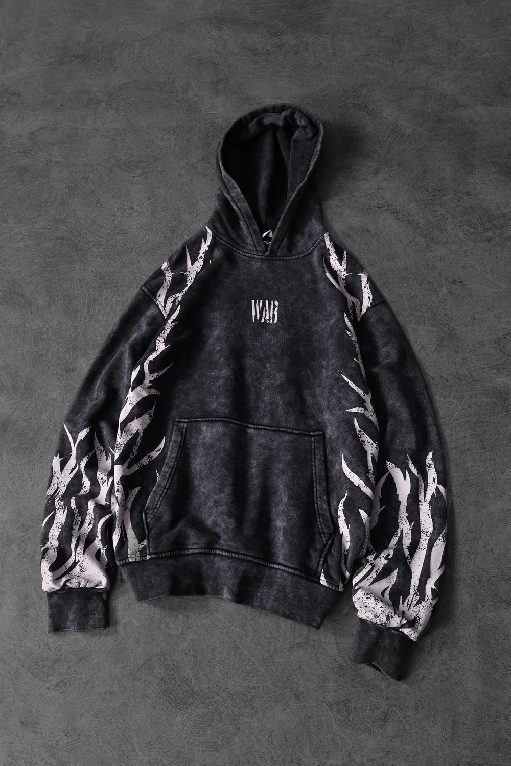Erkek Antrasit War Özel Yıkamalı Oversize Kapüşonlu Sweatshirt