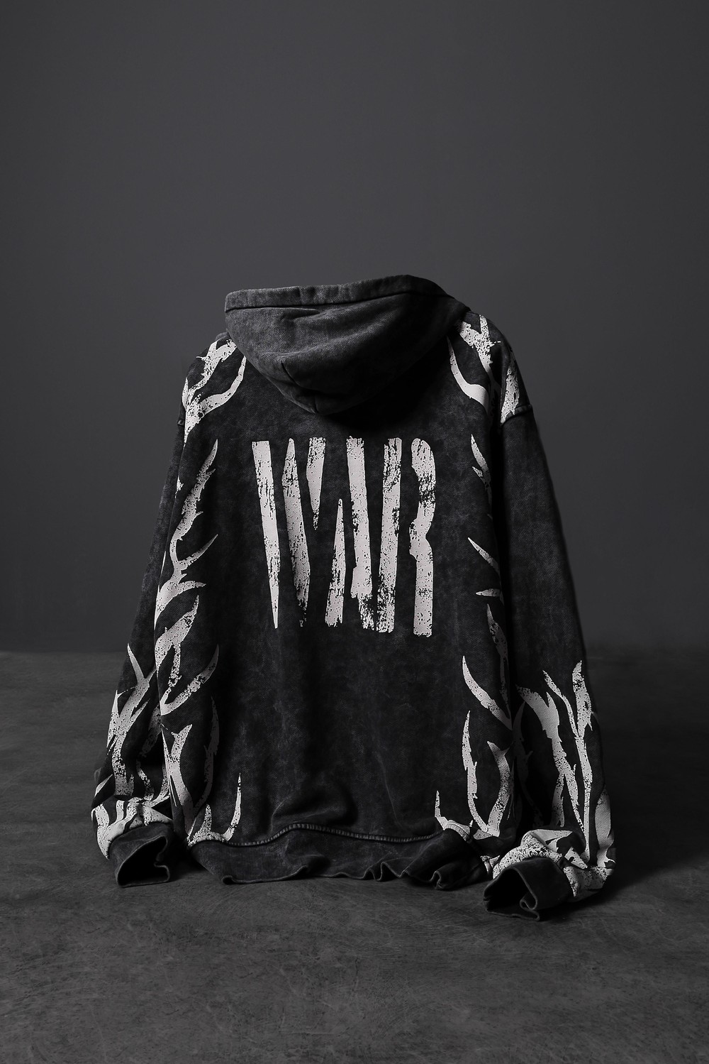 Erkek Antrasit War Özel Yıkamalı Oversize Kapüşonlu Sweatshirt